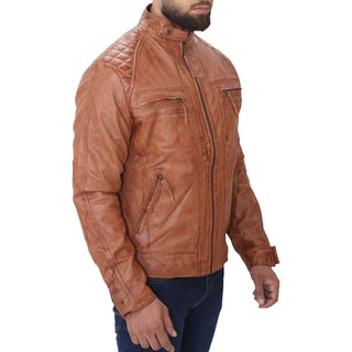Quilted Tan Leather Jacket