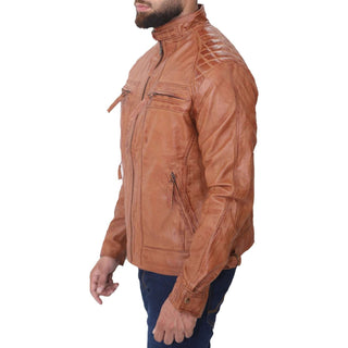 Quilted Tan Leather Jacket