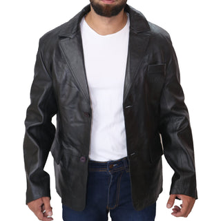 black leather blazer for men