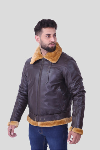 RAF Aviator Flight Bomber B3 Faux Fur Leather Jacket