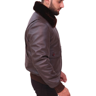 Navy G 1 Flight WWll Brown Aviator Men's Leather Jacket