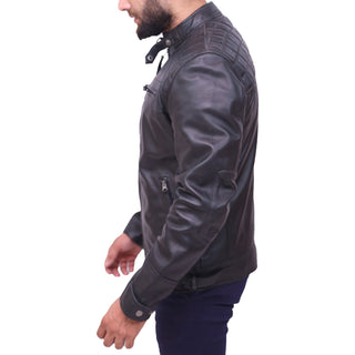 Men's Fashion Quilted Black Stylish Slim Fit Genuine Sheepskin Leather Jacket