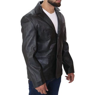 black leather blazer for men