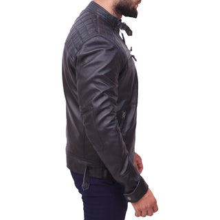 Men's Fashion Quilted Black Stylish Slim Fit Genuine Sheepskin Leather Jacket