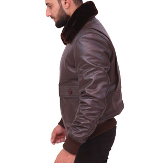 Navy G 1 Flight WWll Brown Aviator Men's Leather Jacket