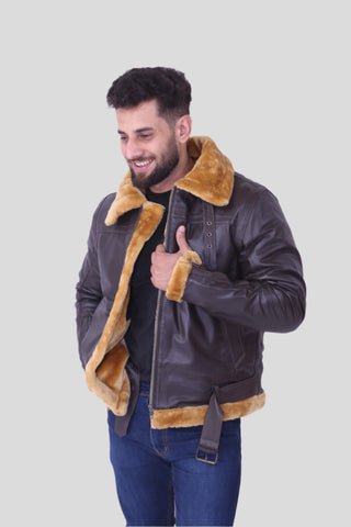 RAF Aviator Flight Bomber B3 Faux Fur Leather Jacket