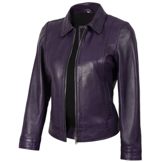 Jose Women's Harrington Leather Jacket Purple