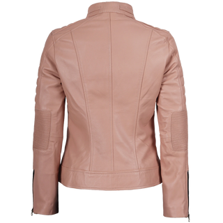 Austin Women's Pink Cafe Racer Real Leather Jacket