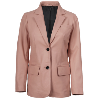 Pink Women's Real Leather Blazer Jacket