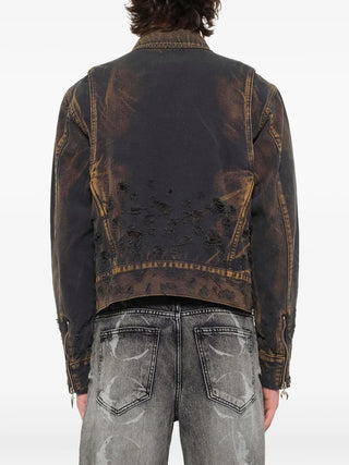 THUG CLUB distressed washed denim jacket
