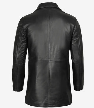 Bristol Men's Real Lambskin Black Leather Car Coat