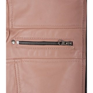 Austin Women's Pink Cafe Racer Real Leather Jacket