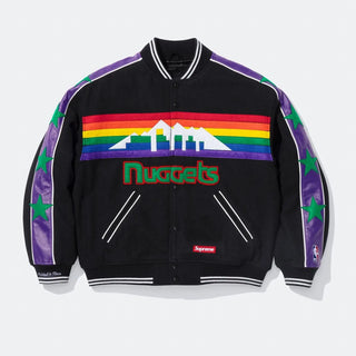 Supreme x Mitchell & Ness Denver Nuggets black varsity jacket
