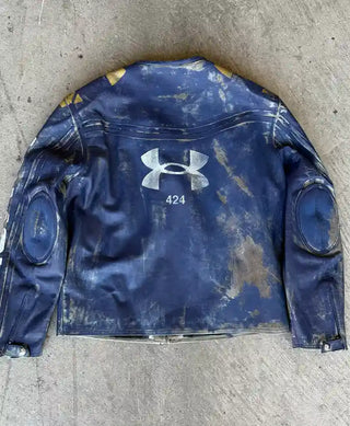 424 x Under Armour Blue Leather Blue Jacket