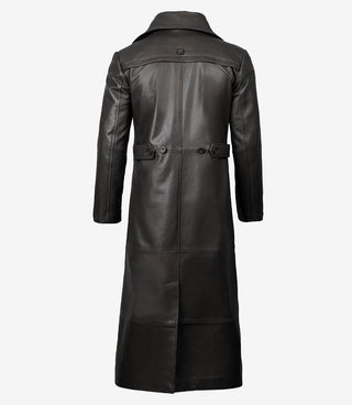 Black Men's Long Leather Duster Coat