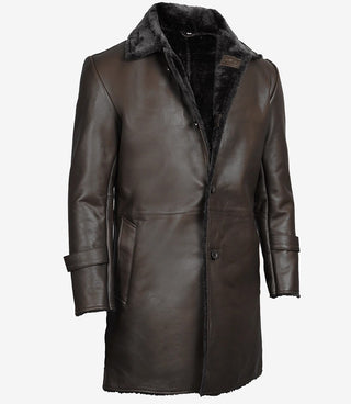 Men's Dark Brown Real Leather Shearling Coat
