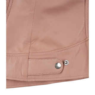 Light Pink Women's Biker Style Cafe Racer Leather Jacket