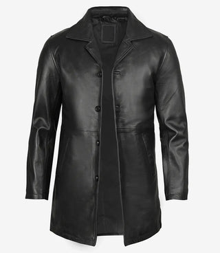 Bristol Men's Real Lambskin Black Leather Car Coat