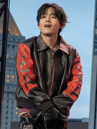 Kim Taehyung BTS x Spotify Event Leather Jacket