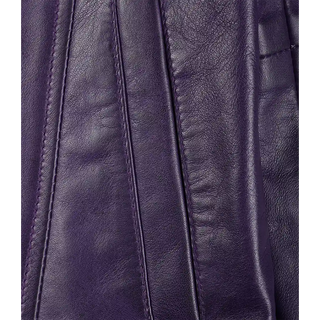 Women Leather Purple 3/4 Length Car Coat