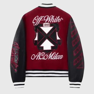AC Milan Loftus x Ruben Off-White-Cheek Varsity Black and Maroon Jacket
