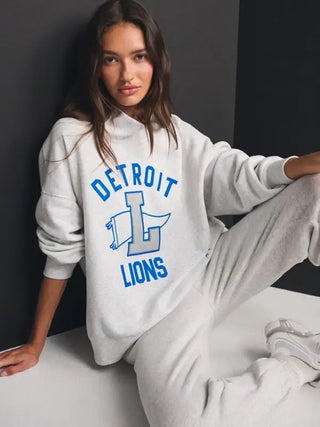 Abercrombie Detroit Lions Mockneck Grey Sweatshirt For Men & Women