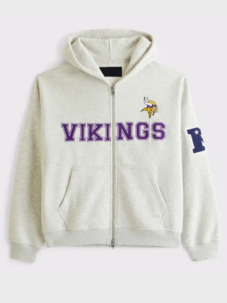 Abercrombie Minnesota Vikings Full-Zip  grey Hoodie