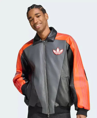 Pokemon Adidas 8 Ball pikachu leather bomber Jacket front image