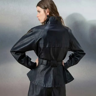 Adidas Originals x ASOS Black Faux Leather Track Jacket With Belt For Women