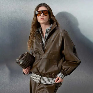 Adidas x ASOS Brown Leather Track jacket
