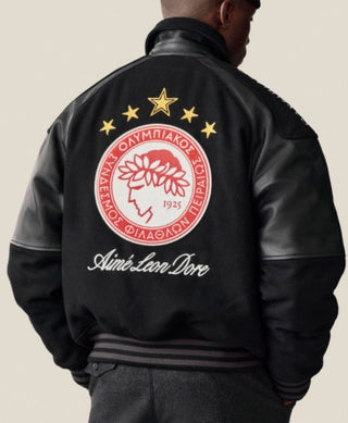 Aimé Leon Dore x Olympiacos Black Varsity Jacket