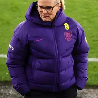  Australia vs England vSarina Wiegman Blue Puffer Jacket