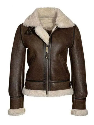 Aviator Women Brown Leather Jacket
