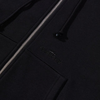AwakeNy Plain Black Jane Zip  Hoodie