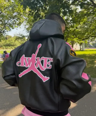 Awake NY x Jordan Leather Pink Jacket For Men & Women