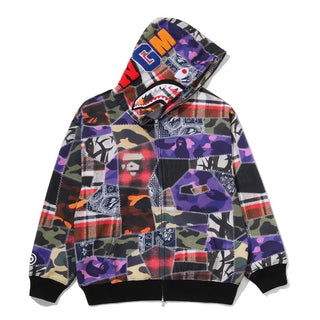 BAPE CRAZY PATCH SHARK FULL ZIP HOODIE