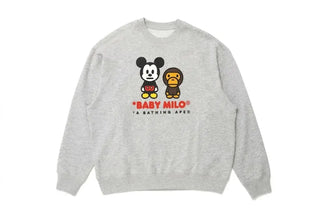 BAPE X DISNEY mickey mouse baby milo grey crewneck