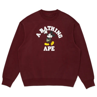 BAPE X DISNEY mickey mouse college crewneck Red T-Shirt 