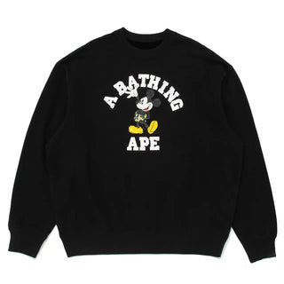 BAPE X DISNEY mickey mouse college crewneck T-Shirt 