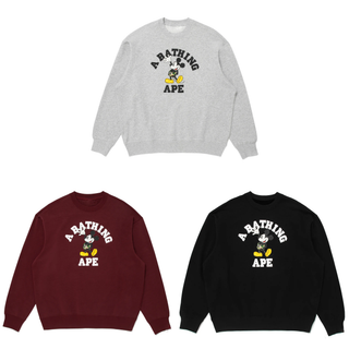 BAPE X DISNEY mickey mouse college crewneck sweatshirt