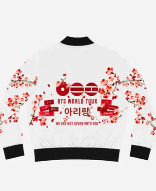 BTS Cheery Blossom White  Bomber Zip Jacket