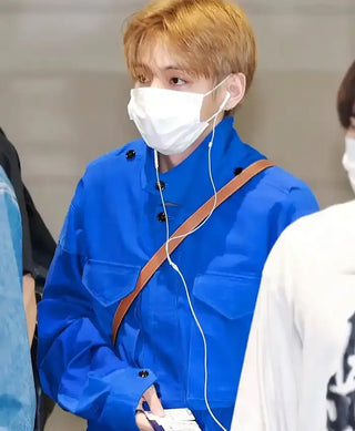 BTS Taehyung Incheon Airport Blue Jacket