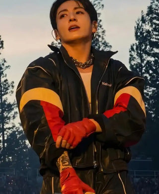 BTS World Tour Stanford  Nahmias Jungkook Leather RedJacket