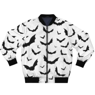 Black Bats White Bomber Jacket