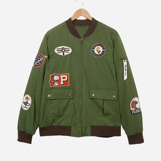 BoxLunch Peanut Snoopy Flying Ace Bomber Green Jacket