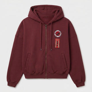 Bruce Lee x LỰU ĐẠN 2026 Burgundy FUll Zip-Up Hoodie