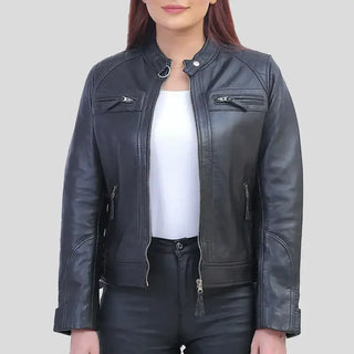 Black Cafe Racer Leather Jacket