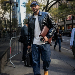 Carmelo Anthony Stone Island Black Leather Jacket