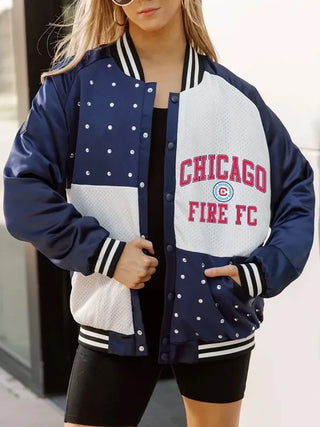 Chicago Fire FC Rhinestone Blue and White Jacket 