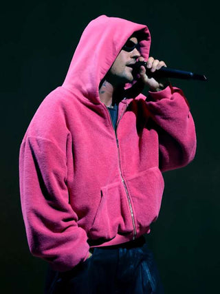 Coachella Justin Bieber Pink Zip Hoodie